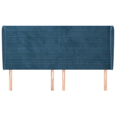 vidaXL Κεφαλάρι με Πτερύγια Σκούρο Μπλε 163x23x118/128cm Βελούδινο 1 τεμ.