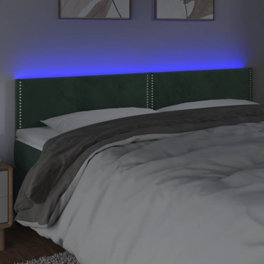 vidaXL Κεφαλάρι Κρεβατιού LED Σκούρο Πράσινο 160x5x78/88cm Βελούδινο 1 τεμ.
