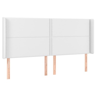 vidaXL Κεφαλάρι Κρεβατιού LED Λευκό 163x16x118/128cm Συνθετ. Δέρμα 1 τεμ.