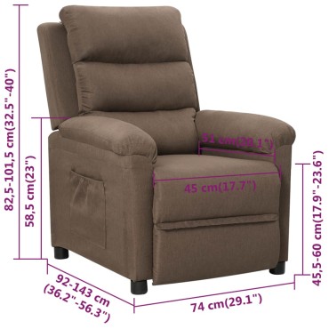 vidaXL Πολυθρόνα Ανακλινόμενη Taupe Υφασμάτινη 74x92x101,5cm 1 τεμ.