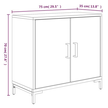 vidaXL Ντουλάπι Καφέ 75x35x70cm από Μασίφ Ξύλο Πεύκου 1 τεμ.