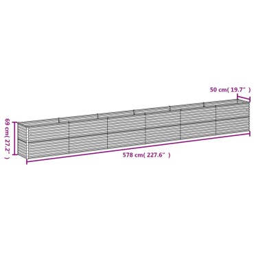 vidaXL Ζαρντινιέρα 578 x 50 x 69 εκ. από Ατσάλι Σκληρυθέν στον Αέρα
