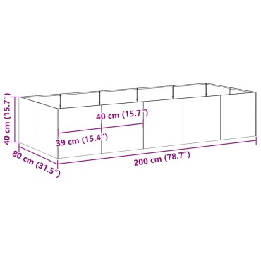 vidaXL Ζαρντινιέρα 200x80x40 εκ. Ατσάλι Σκληρυθέν στον Αέρα