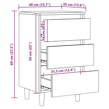 vidaXL Κομοδίνο 40x35x69cm από Επεξεργασμένο Ξύλο 1 τεμ.