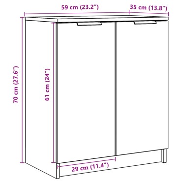 vidaXL Παπουτσοθήκη Αρτισιανή Δρυς 59x35x70cm Επεξ. Ξύλο