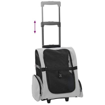 vidaXL Καρότσι Κατοικίδιων 3 σε 1 Γκρι 48x32x57 εκ. από Ύφασμα Oxford