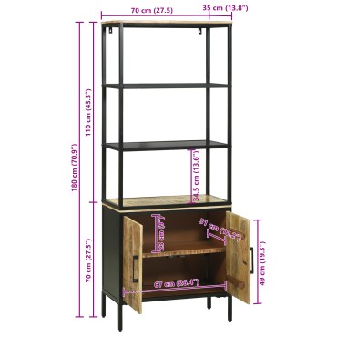 vidaXL Υψηλός Πίνακας 70x35x180cm Στερεό Ξύλο Μάνγκο 1 τεμ.