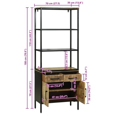 vidaXL Υψηλός καναπές 70x35x180cm Μασίφ Ξύλο Μάνγκο 1 τεμ.