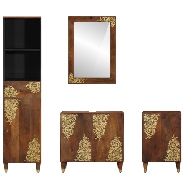vidaXL Σετ Ντουλαπιών Μπάνιου 4 τεμ. Μέλι Καφέ 62x33x58cm