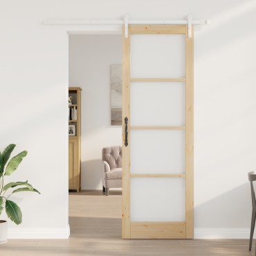 vidaXL Συρόμενη Πόρτα ORKDAL Σετ 2 Φυσικό και λευκό Μασίφ ξύλο πεύκου