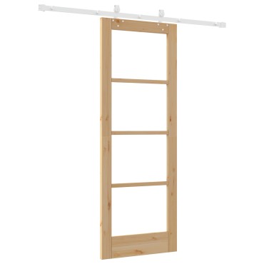 Συρόμενη Πόρτα vidaXL με Σετ Εξαρτημάτων 73.5x198.5 cm Συμπαγούς Ξύλου Πεύκου, Εσωτερική Πόρτα vidaXL με Γυαλί "ORKDAL" 73.5x198.5x4 cm Συμπαγούς Ξύλου Πεύκου