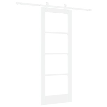 vidaXL Συρόμενη Πόρτα με Σετ Αξεσουάρ Λευκό 73.5x198.5 εκ. Στερεό Ξύλο Πεύκου, Εσωτερική Πόρτα με Γυαλί 'ORKDAL' Λευκή 73.5x198.5x4 εκ.