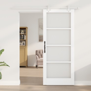 vidaXL Συρόμενη Πόρτα με Σετ Εξαρτημάτων Λευκή 83x202 εκ Στερεό Ξύλο Πεύκου