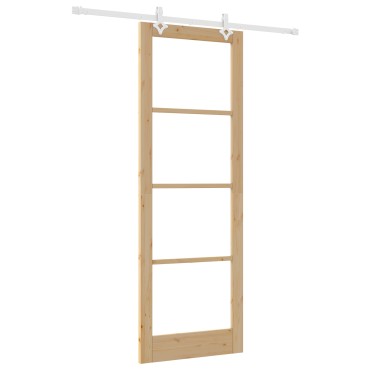 Σετ Συρόμενης Πόρτας vidaXL με Εξαρτήματα 83x232 cm Συμπαγές Ξύλο Πεύκο, Εσωτερική Πόρτα vidaXL με Γυαλί 'ORKDAL'83x232x4 cm Συμπαγές Ξύλο Πεύκο