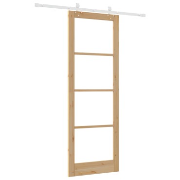 Σετ Συρόμενης Πόρτας vidaXL με Εξαρτήματα 83x232 cm Συμπαγές Ξύλο Πεύκο, Εσωτερική Πόρτα vidaXL με Γυαλί 'ORKDAL'83x232x4 cm Συμπαγές Ξύλο Πεύκο