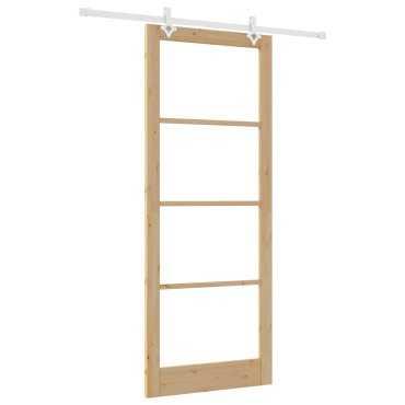 Συρόμενη Πόρτα vidaXL με Σετ Hardware 93x232 cm Μασίφ Ξύλο Πεύκου, Εσωτερική Πόρτα vidaXL με Γυαλί 'ORKDAL'93x232x4 cm Μασίφ Ξύλο Πεύκου