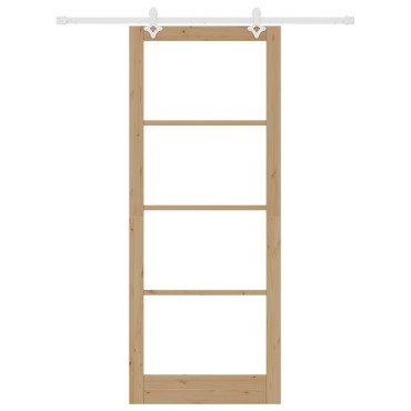Συρόμενη Πόρτα vidaXL με Σετ Hardware 93x232 cm Μασίφ Ξύλο Πεύκου, Εσωτερική Πόρτα vidaXL με Γυαλί 'ORKDAL'93x232x4 cm Μασίφ Ξύλο Πεύκου