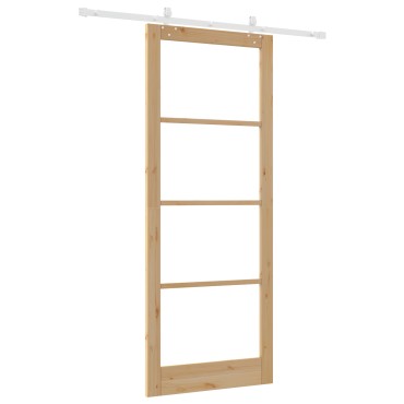 Συρόμενη Πόρτα vidaXL με Σετ Hardware 93x232 cm Μασίφ Ξύλο Πεύκου, Εσωτερική Πόρτα vidaXL με Γυαλί 'ORKDAL'93x232x4 cm Μασίφ Ξύλο Πεύκου
