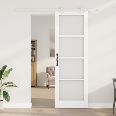 vidaXL Συρόμενη Πόρτα με Σετ Εξαρτημάτων Λευκό 78x232 εκ. Στερεό Ξύλο Πεύκου
