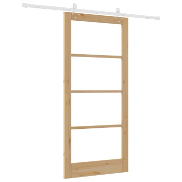 vidaXL Συρόμενη Πόρτα με Σετ Υλικών 93x202 εκ. Μασίφ Ξύλο Πεύκου