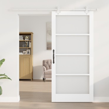 vidaXL Συρόμενη Πόρτα με Σετ Εξαρτημάτων Λευκή 93x202 cm Κανονικό Ξύλο Πεύκο