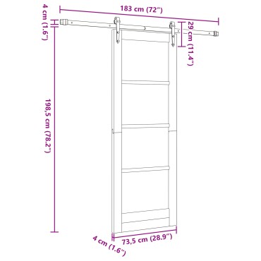 vidaXL Συρόμενη Πόρτα με Σετ Υλικών Λευκή 73.5x198.5 εκ. Σαθρού Ξύλου Πεύκου