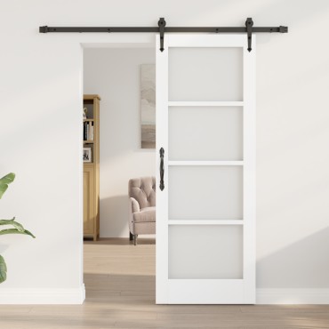 vidaXL Συρόμενη Πόρτα με Σετ Υλικών Λευκή 73.5x198.5 εκ. Σαθρού Ξύλου Πεύκου