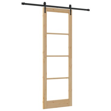vidaXL Συρόμενη Πόρτα με Σετ Εξαρτημάτων 78x232 cm Μασίφ Ξύλο Πεύκου