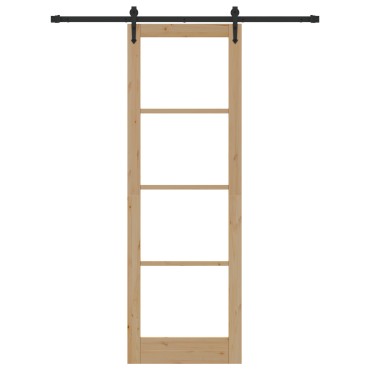 vidaXL Συρόμενη Πόρτα Φυσικό 78 x 232 cm Μασίφ ξύλο πεύκου και γυαλί