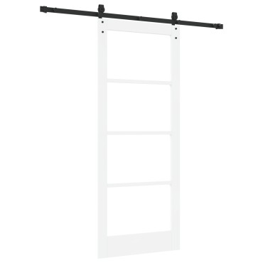vidaXL Συρόμενη Πόρτα με Σετ Υλικών Λευκή 83x202 εκ. από Συμπαγές Ξύλο Πεύκου
