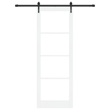 Συρόμενη Πόρτα vidaXL με Εξαρτήματα Λευκό 83x232 cm Συμπαγές Ξύλο Πεύκου, Εσωτερική Πόρτα vidaXL με Γυαλί "ORKDAL" Λευκή 83x232x4 cm