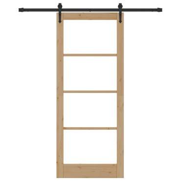 vidaXL Συρόμενη Πόρτα με Σετ Εξαρτημάτων 86x211 cm Μασίφ Ξύλο Πεύκου