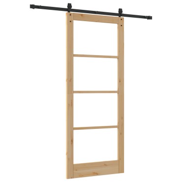 vidaXL Συρόμενη Πόρτα με Σετ Εξαρτημάτων 86x211 cm Μασίφ Ξύλο Πεύκου