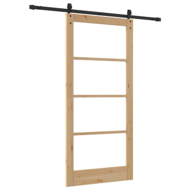 vidaXL Συρόμενη Πόρτα με Σετ Υλικών 93x202 εκ. Μασίφ Ξύλο Πεύκου