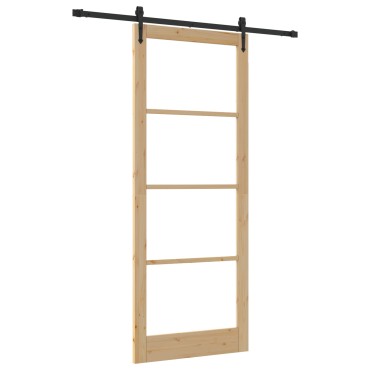 vidaXL Συρόμενη Πόρτα με Σετ Εξαρτημάτων 93x232 cm Μασίφ Ξύλο Πεύκου