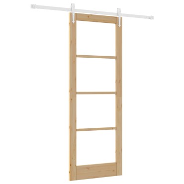 Συρόμενη Πόρτα με Εξαρτήματα vidaXL 78x211 cm Μασίφ Ξύλο Πεύκο, Εσωτερική Πόρτα vidaXL με Γυαλί 'ORKDAL'78x211x4 cm Μασίφ Ξύλο Πεύκο