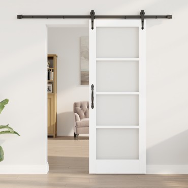 vidaXL Συρόμενη Πόρτα με Σετ Εξαρτημάτων Λευκή 73.5x198.5 εκ. Στερεό Ξύλο Πεύκο