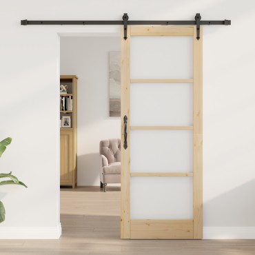 vidaXL Συρόμενη Πόρτα με Σέτ Υλικών 78x202 εκ. Μασίφ Ξύλο Πεύκου