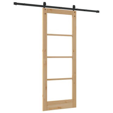 vidaXL Συρόμενη Πόρτα με Σέτ Υλικών 78x202 εκ. Μασίφ Ξύλο Πεύκου