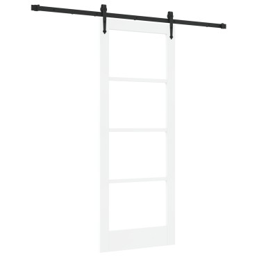vidaXL Συρόμενη Πόρτα με Σετ Υλικών Λευκή 78x202 cm Συμπαγές Ξύλο Πεύκου