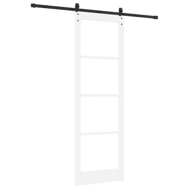 vidaXL Συρόμενη Πόρτα με Σετ Υλικών Λευκή 78x232 cm Μασίφ Ξύλο Πεύκο