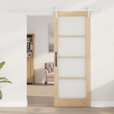 vidaXL Συρόμενη Πόρτα με Σετ Εξαρτημάτων 78x202 εκ. Μασίφ Ξύλο Πεύκο