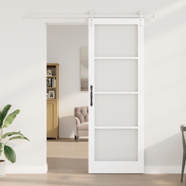 vidaXL Συρόμενη Πόρτα με Σετ Υλικών Λευκή 83x232 εκ. Σταθερό Ξύλο Πεύκου