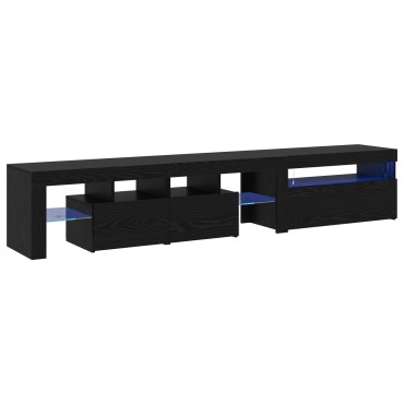 vidaXL Ντουλάπες Τηλεόρασης 2 τεμ. με LED Φώτα Μαύρη Δρυς Επεξεργασμένο Ξύλο 215x36.5x40 cm
