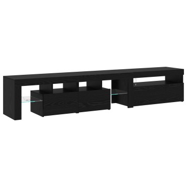 vidaXL Ντουλάπες Τηλεόρασης 2 τεμ. με LED Φώτα Μαύρη Δρυς Επεξεργασμένο Ξύλο 215x36.5x40 cm