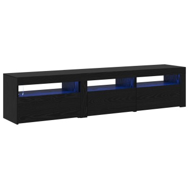 vidaXL Τηλεοπτικές Κάβες 2 τεμ με LED φώτα Μαύρη βελανιδιά Επεξεργασμένο ξύλο