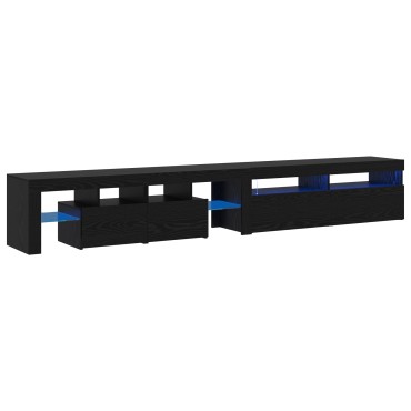 vidaXL Ντουλάπες Τηλεοράσεων 2 τεμάχια με Φώτα LED Μαύρη Δρυός Επεξεργασμένου Ξύλου