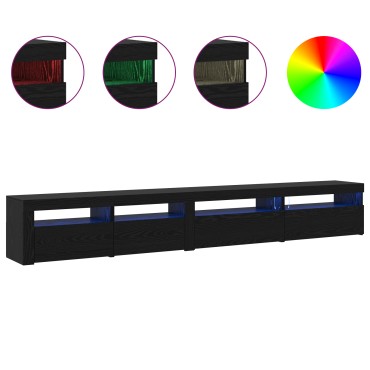 Σετ 3 Κιβωτίων Τηλεόρασης vidaXL με LED Φώτα Μαύρη Δρυός Επεξεργασμένο Ξύλο