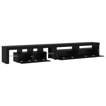vidaXL TV Cabinets 3 τμχ με Φώτα LED Μαύρη Δρυός Επεξεργασμένο Ξύλο