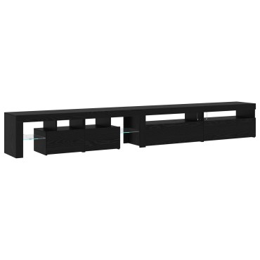 vidaXL TV Cabinets 3 τμχ με Φώτα LED Μαύρη Δρυός Επεξεργασμένο Ξύλο